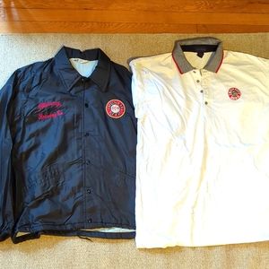 Vintage Pittsburgh brewing company iron city beer jacket, Antigua golf polo, hat